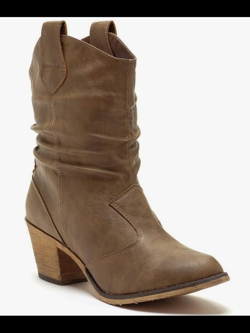 Women's Taupe Western Mid-Calf Boot Size 7